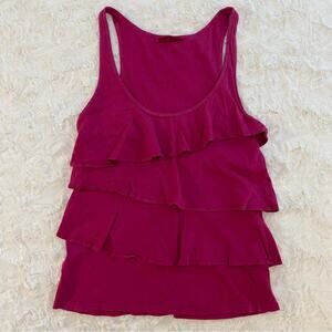 Velvet by Graham & Spencer Pink Ruffle Tiered Tank Top Size Small Women
